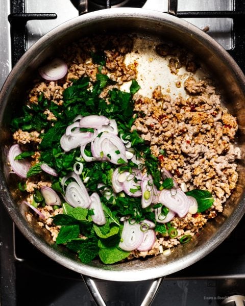 Larb Moo Pork Larb Recipe - Thai Pork Salad | www.iamafoodblog.com