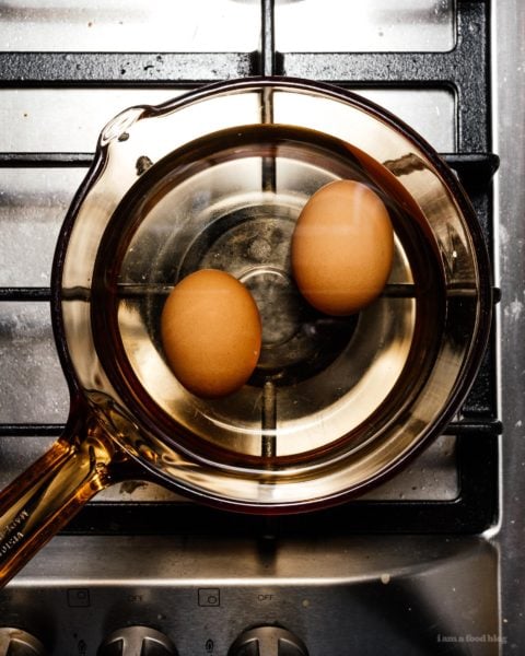 Oven roasted steak with Japanese chimichurri, roasted bone marrow, and jammy eggs