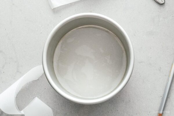 cake pan lined with parchment paper | www.iamafoodblog.com
