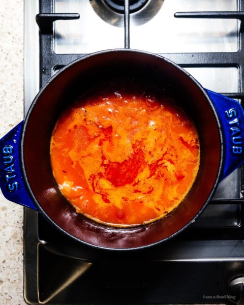 Trippa alla Romana or Roman style tripe in tomato sauce: super tender and rich honeycomb tripe slow cooked in a savory Roman style tomato sauce. #tripe #italianfood #romanfood #recipe
