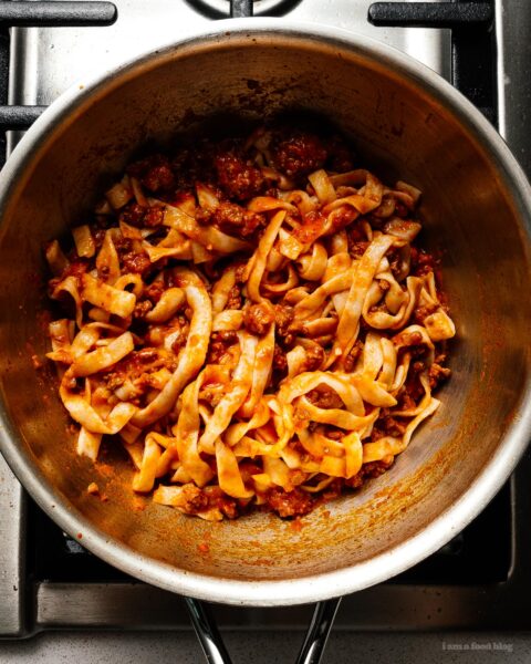 Keto-Friendly Low Carb Bolognese with Shirataki Noodles | www.iamafoodblog.com