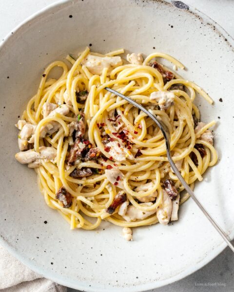 The Creamiest Creamy Chicken and Bacon Pasta Recipe | www.iamafoodblog.com