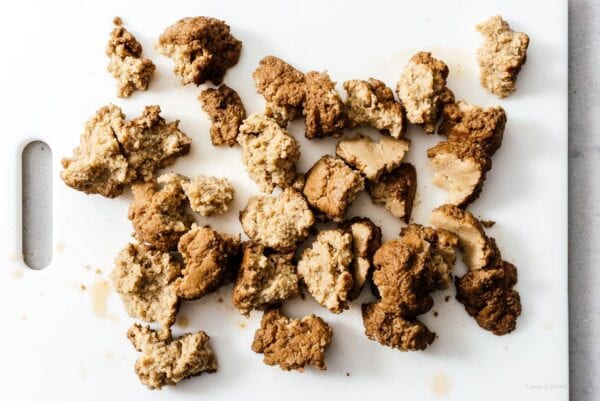 seitan torn into pieces | www.iamafoodblog.com