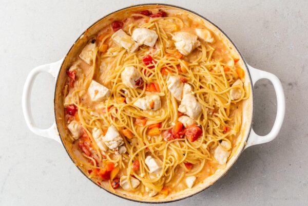 making chicken spaghetti | www.iamafoodblog.com