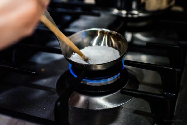 melting sugar for dalgona candy | www.iamafoodblog.com