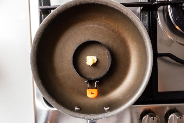 melting butter in an egg ring | www.iamafoodblog.com